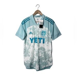 New Men’s Austin FC Adidas Light Blue 2021 Primeblue Replica Jersey NWT Small